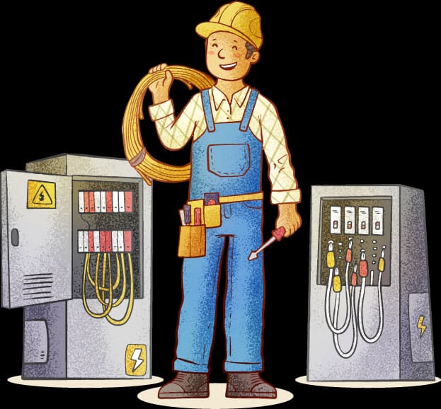 illustration of an electrician working